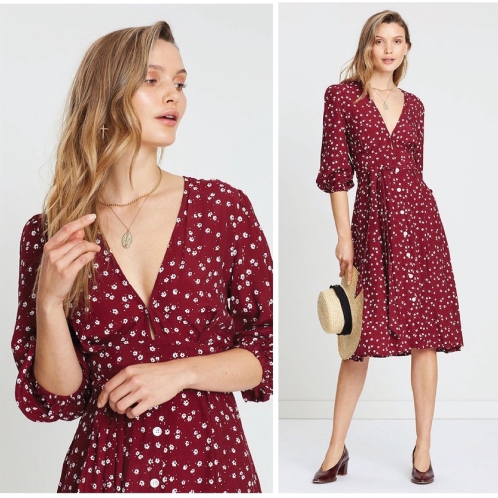 Fall/Winter Faithfull the Brand Chloe Midi Dress Betina Floral Size 10 (Medium)